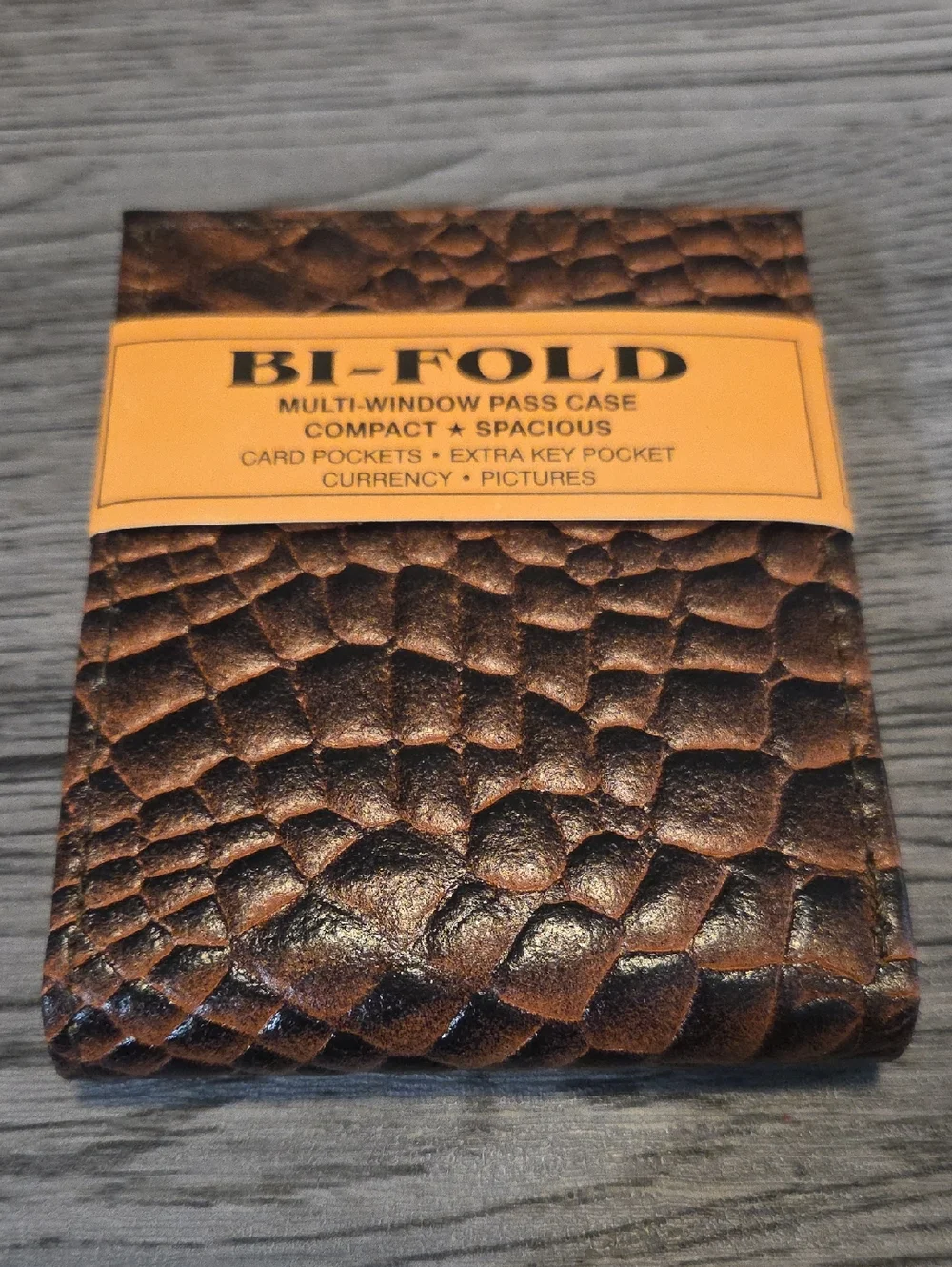 Brown Textured Leather Bi-Fold Wallet #1